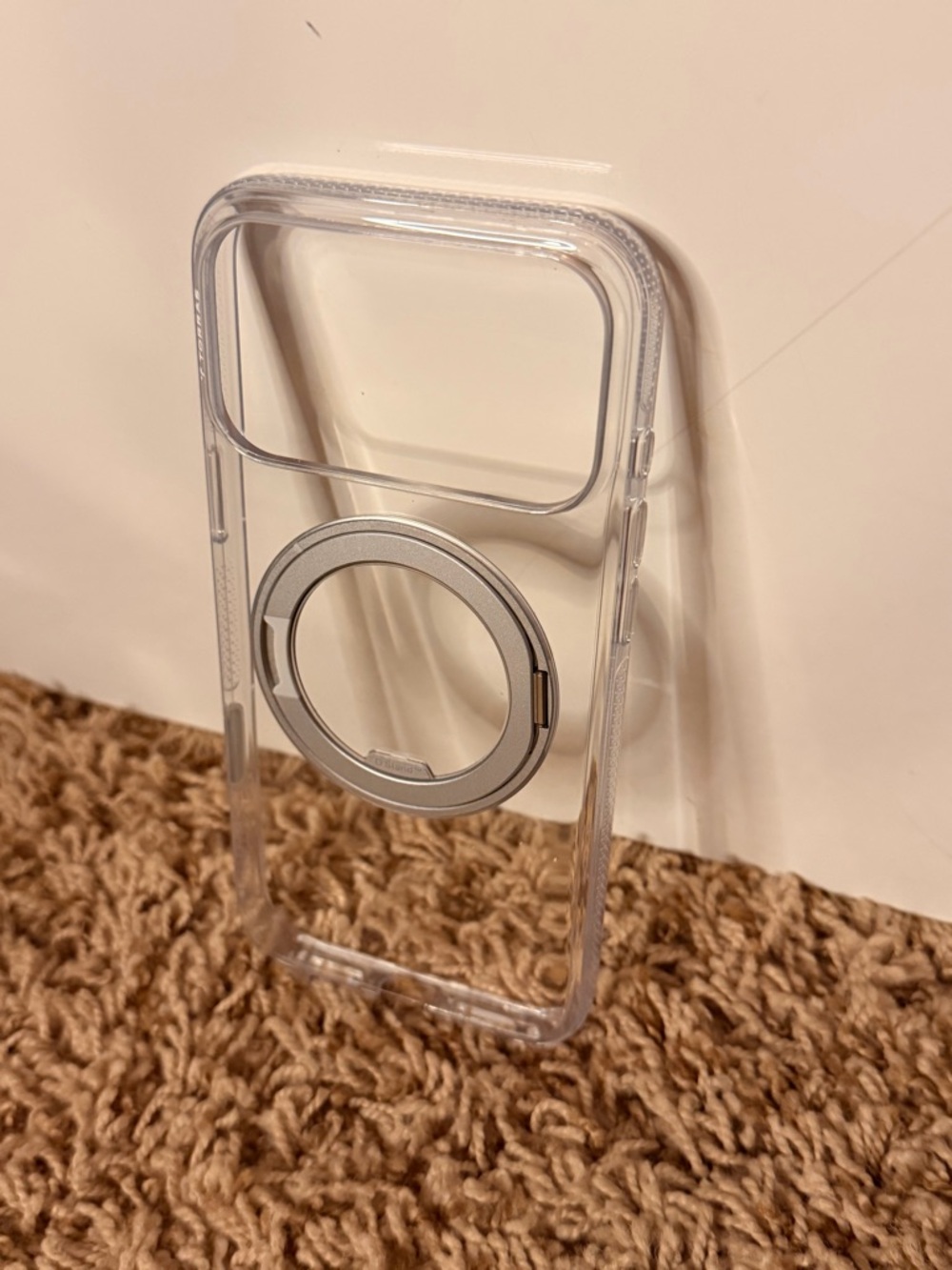 Clear Torras iPhone Case with Silver Ring Holder - 17pro max Compatible